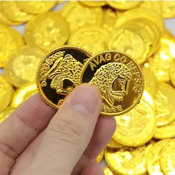 100pcs שודדי זהב מטבעות פלסטיק מטבעות זהב אביזרים המשחק Accessary מצחיק משחקים, צעצועים עבור ילדים ילדים מטבעות זהב אביזרים (זהב)