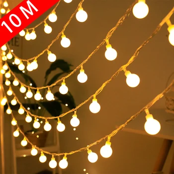 10M הכדור LED אורות מחרוזת חיצונית שרשרת כדור אורות נורת פיות אורות גרלנד אורות המסיבה הביתה החתונה גן תפאורה חג המולד