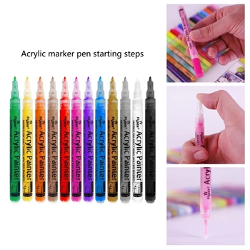 12 צבעי אקריליק עט סימון עמיד למים בסדר Tipe צבע אקרילי עט על ילד ציור שהופך את הכרטיס רעיונות לפרויקט אמנות