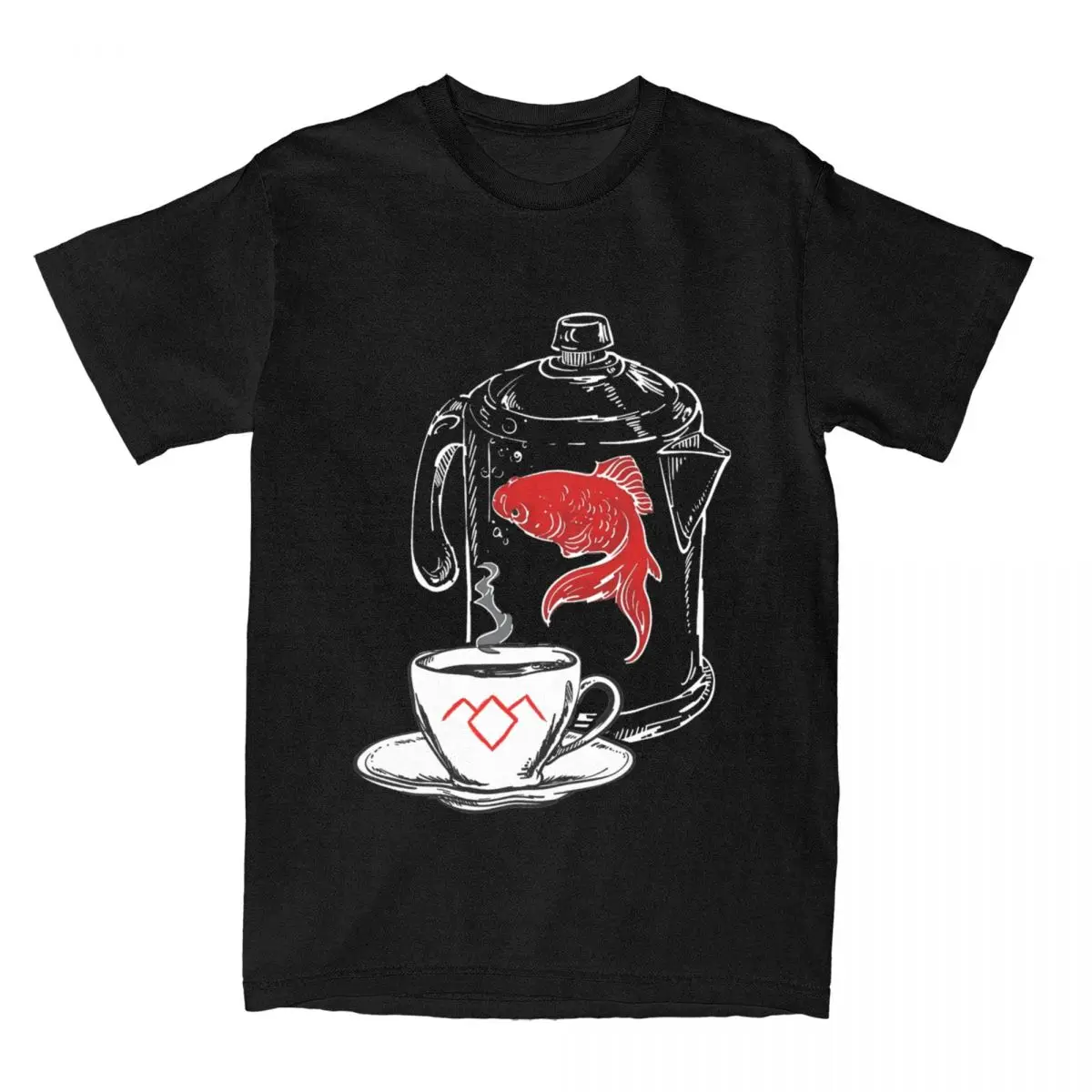 טווין פיקס דג בקומקום עבור גברים, נשים, חולצות וינטג ' קפה חנות אביזרים מגניב חולצת טריקו