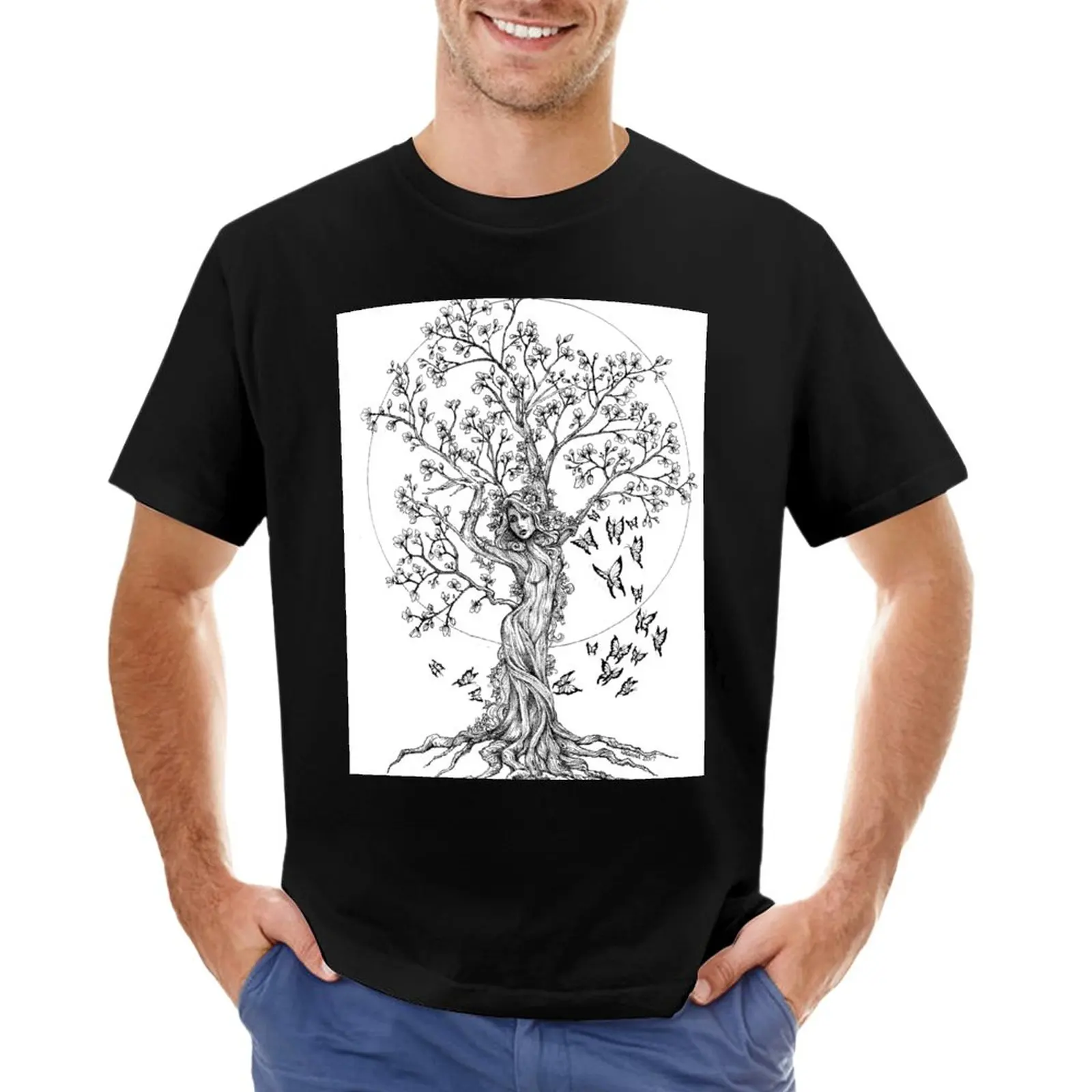 גאיה עץ החיים טי-שירט מצחיק חולצות קיץ חולצות טי-שירט גברים