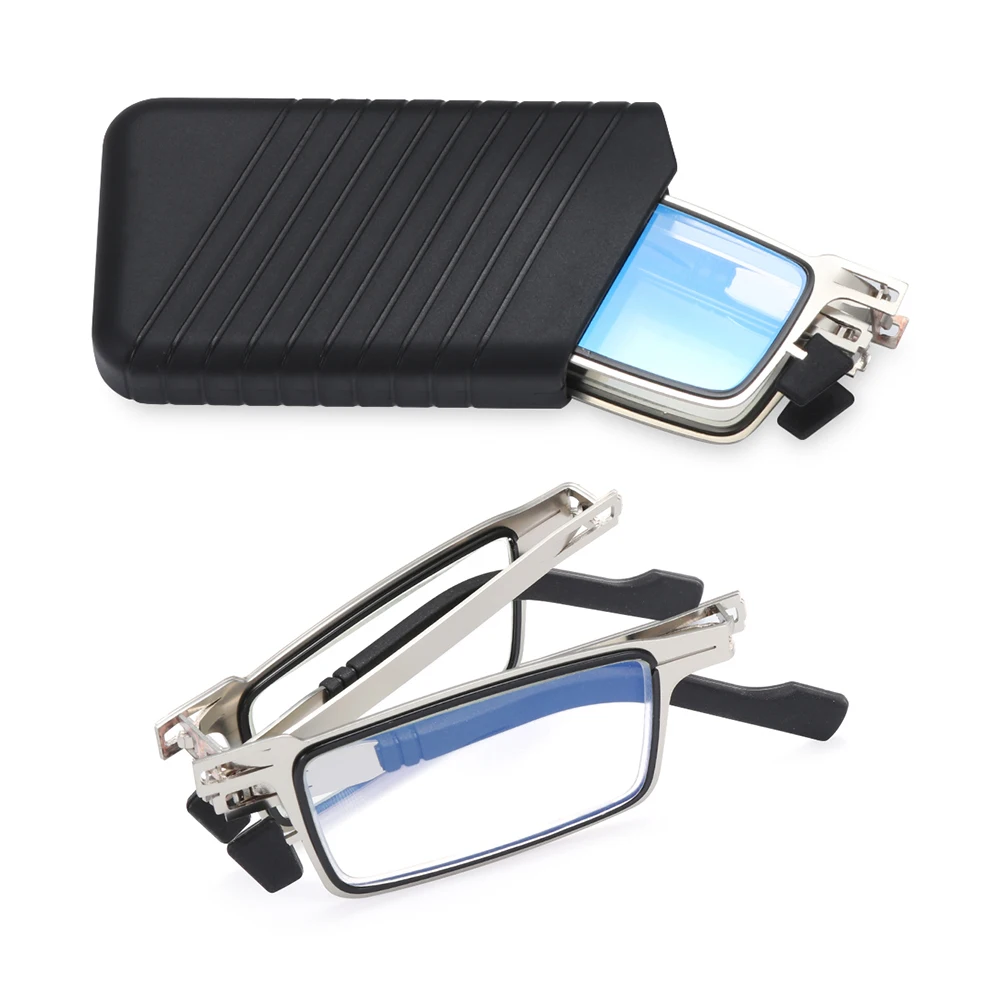 1PC משקפי קריאה מתקפלים עם התיק חסימת אור כחול זוקן ראייה משקפיים אולטרה דק אנטי UV400 בהבחנה גבוהה משקפי שמש