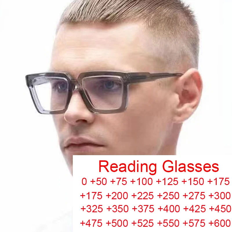 רטרו יוקרתי אנטי אור כחול משקפיים מגמה גברים פשטות מרובע גדול מסגרת משקפי קריאה אופטיים המחשב מרשם Eyewear