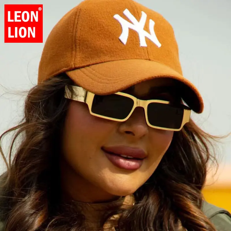 LeonLion החדש מתכת מרובע משקפי שמש נשים ירי ברחוב משקפי שמש היפ-הופ אישיות מגמה משקפי שמש Lentes דה סול Mujer