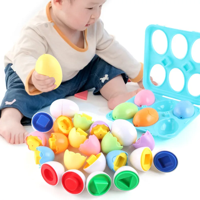 6Pcs תינוק חכם ביצים מונטסורי צעצועים חינוכיים עבור ילדים צבע צורה התאמת מזהה תינוק חכם לומד 2-4Y