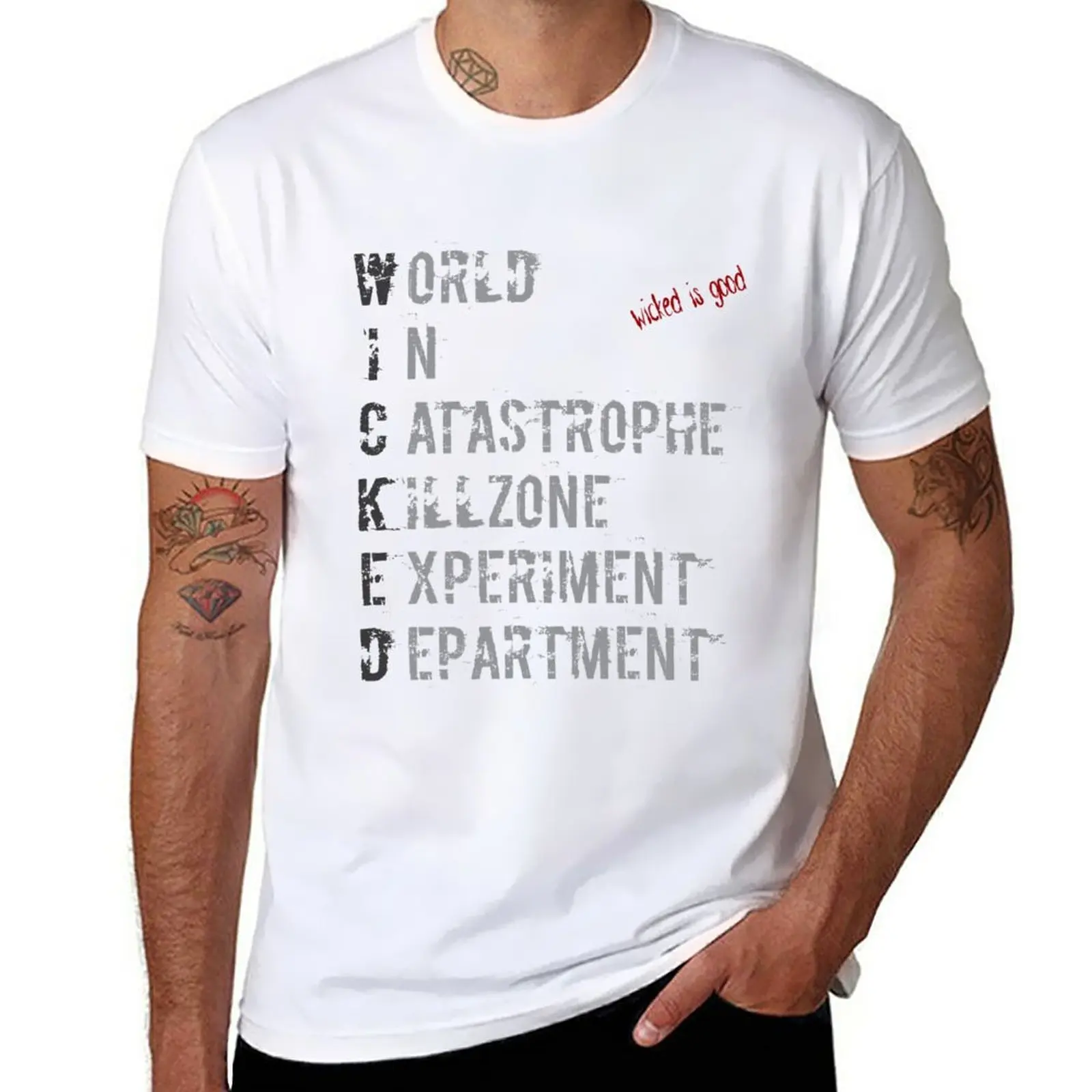 חדש W. I. C. K. E. D. T-חולצה חולצה גבר שרוול קצר קצר חולצה mens חולצות t לבן