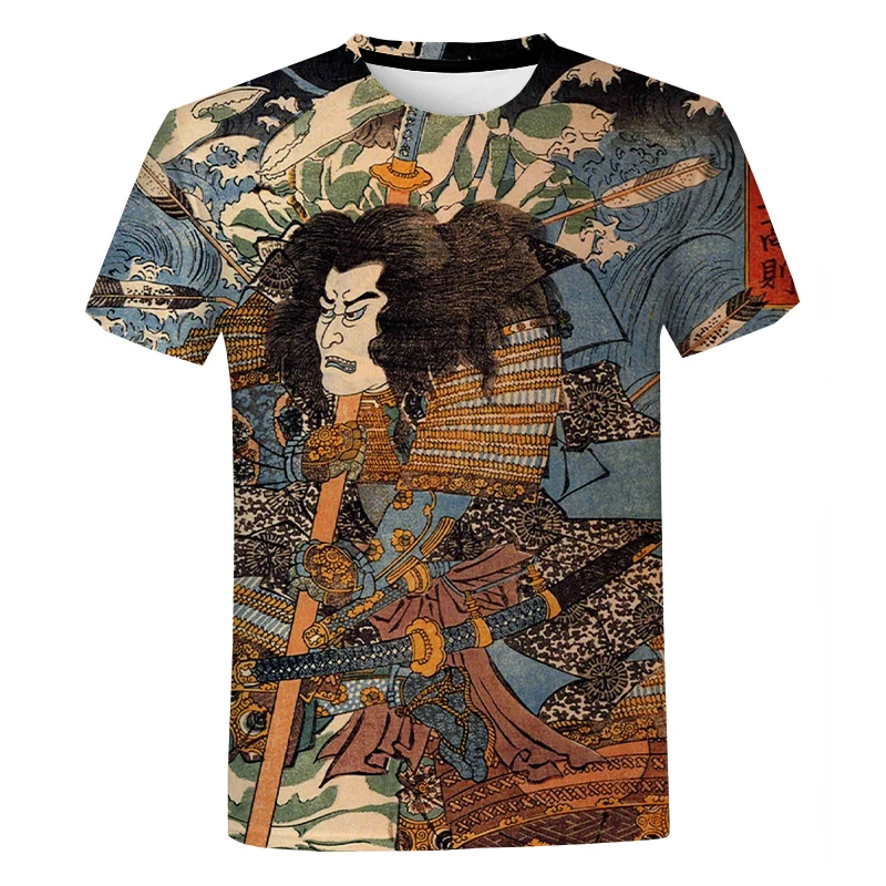 קיץ בציר סמוראי טי-שירט לגברים 3D בסגנון יפני מודפס יומיומי שרוול קצר למעלה לובשים רחוב הנינג ' ה גברים חולצה