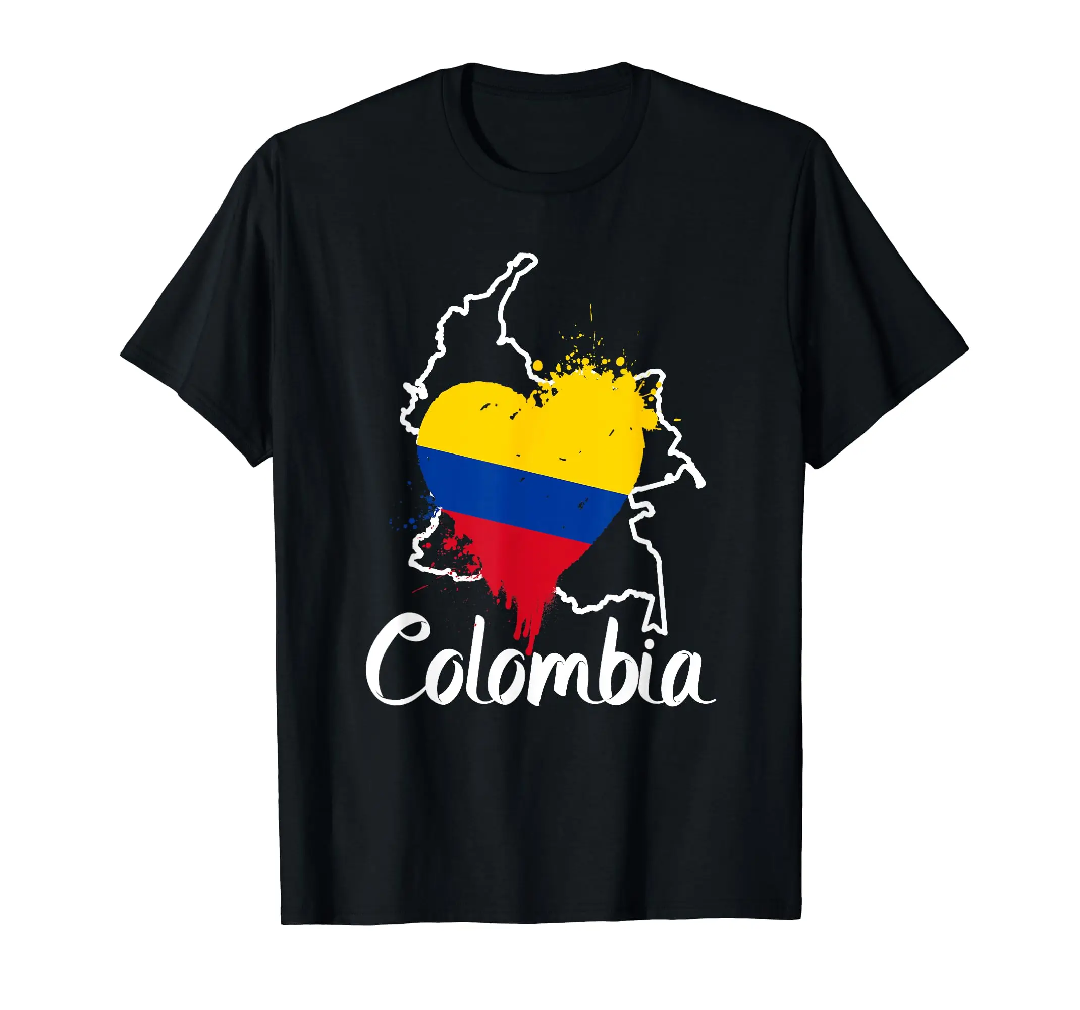 100% כותנה אני אוהב קולומביה הדגל הלאומי צבעים הלב עם המפה חולצת טי-שירט גברים, נשים, יוניסקס חולצות במידה S-6XL