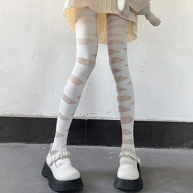 יפנית לחצות רצועה גרביים גרביונים לבנים Jk משי שחור, טייץ אנימה קוספליי התחבושת גרבי בחורה חמודה Loli גרביים