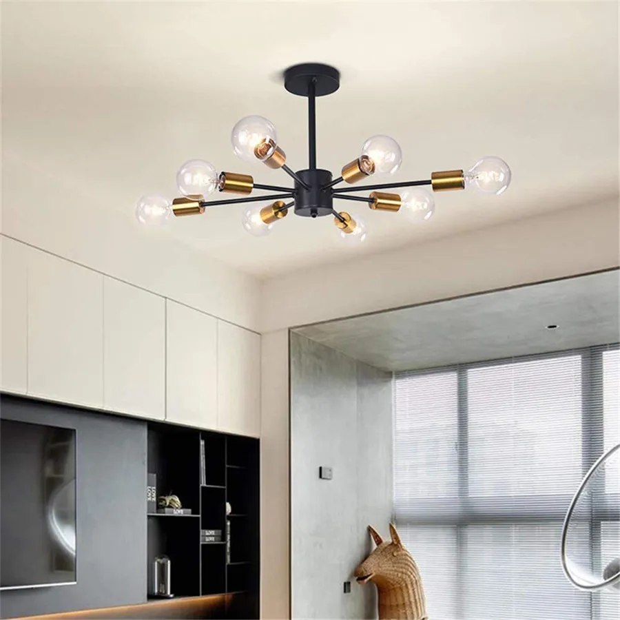 המודרני הוביל אורות התקרה תעשייתי ברזל סקנדינבי מינימליסטי קישוט הבית תאורת הסלון לחדר האוכל מנורות תקרה