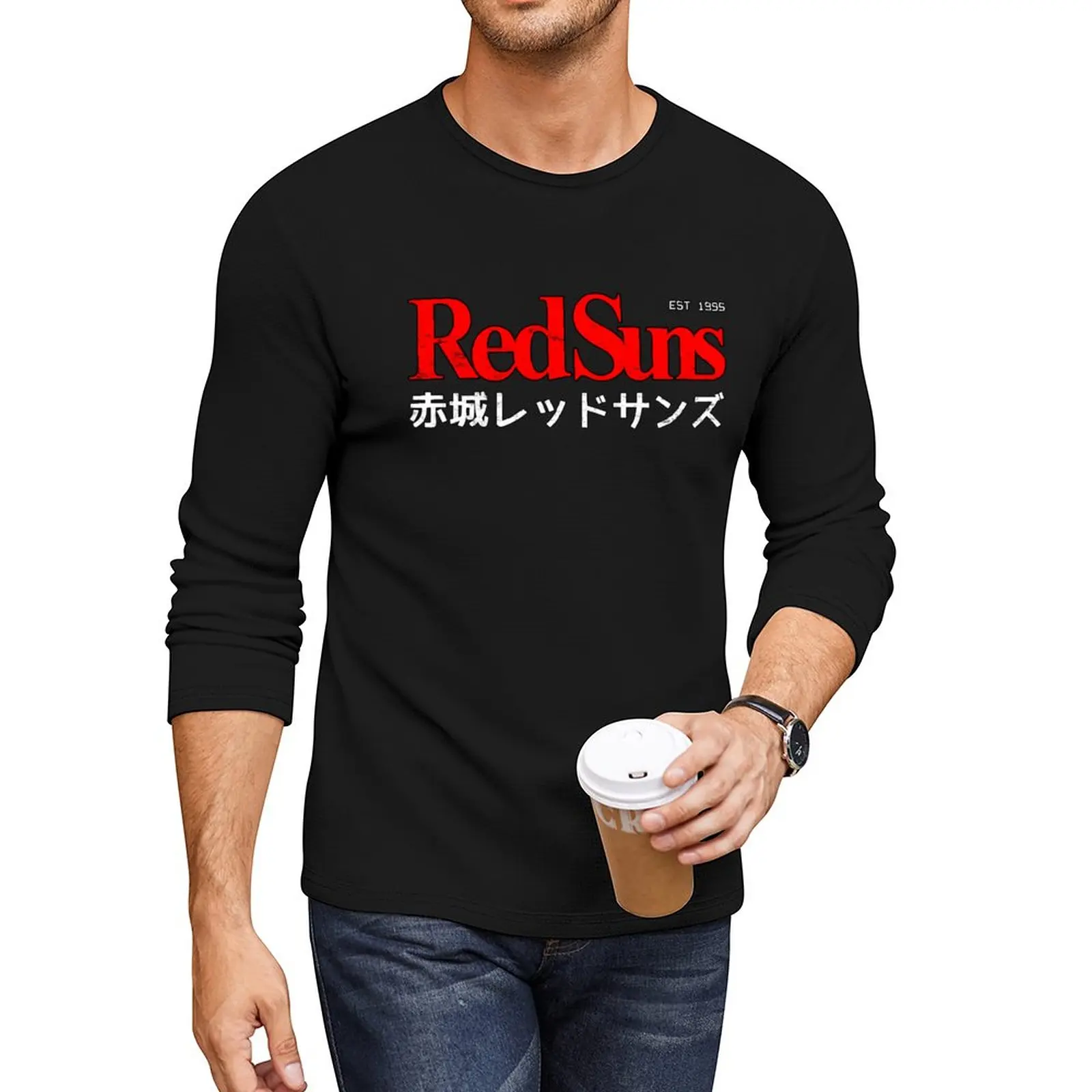 חדש הראשונית D - אקאגי RedSuns לוגו ארוך חולצה בגדים חמודים חולצות מותאמת אישית עיצוב משלך בנים חולצות בגדי גברים