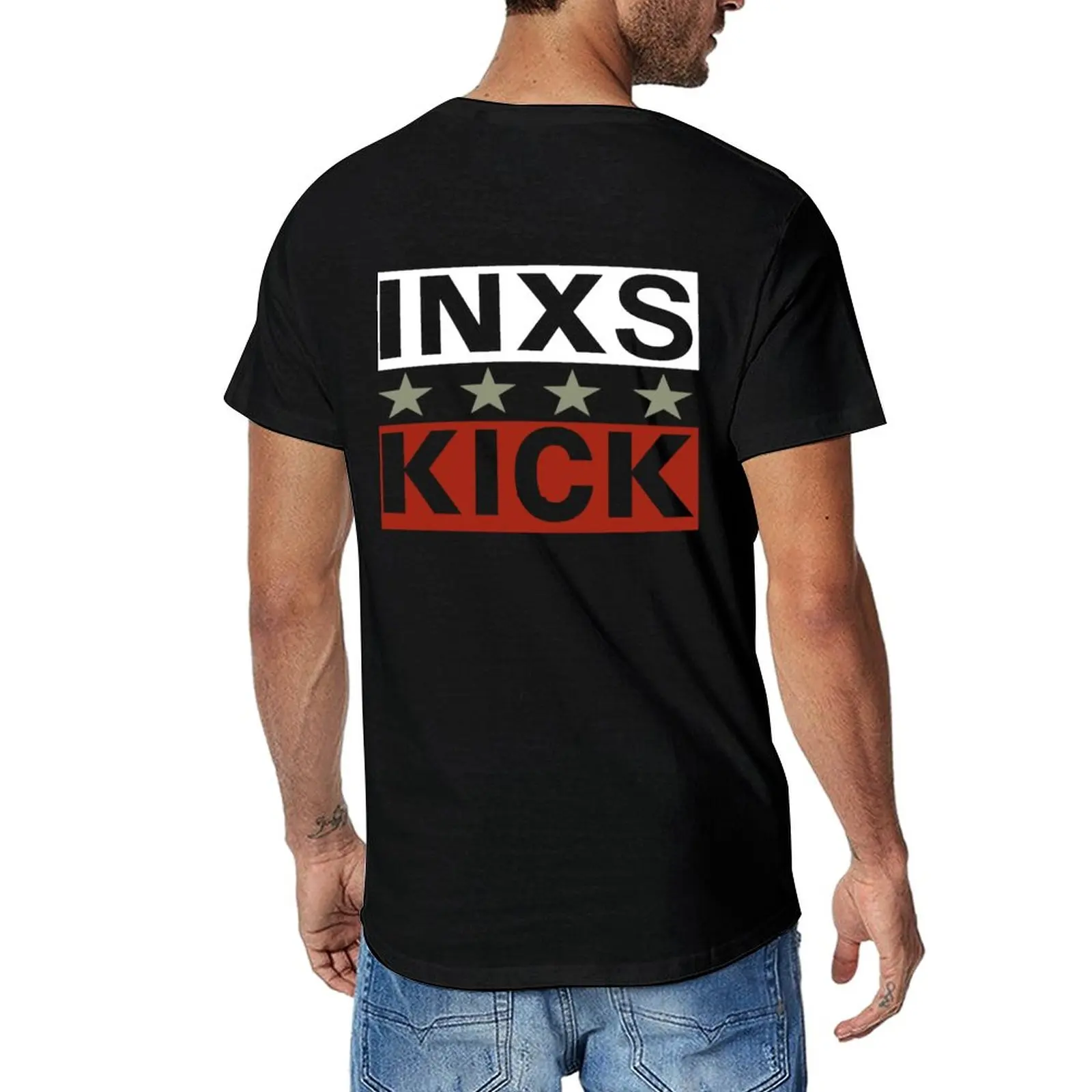 חדש INXS לבעוט 2 חולצות מנופחים חולצות שחור חולצת גברים גרפי החולצות.