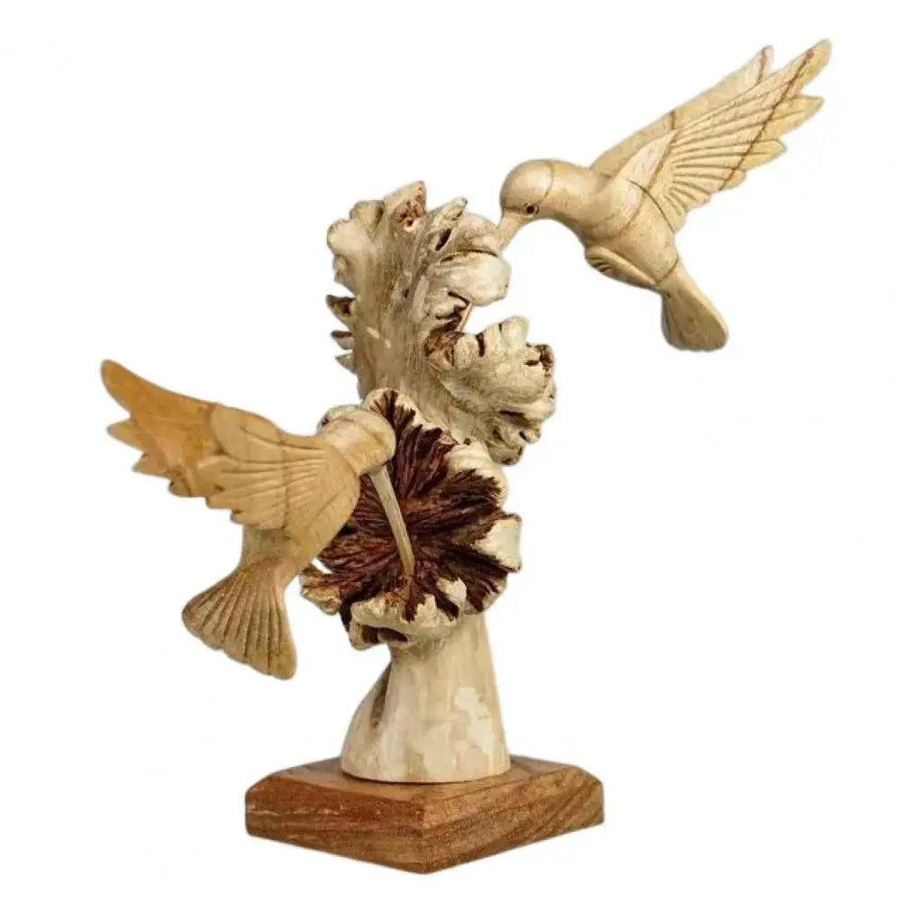 1 סט מעניין ציפור טיסה פסל זכוכית משוריינת קישוט יציב עץ בסיס מגע אמנותי ציפור טיסה צלמית
