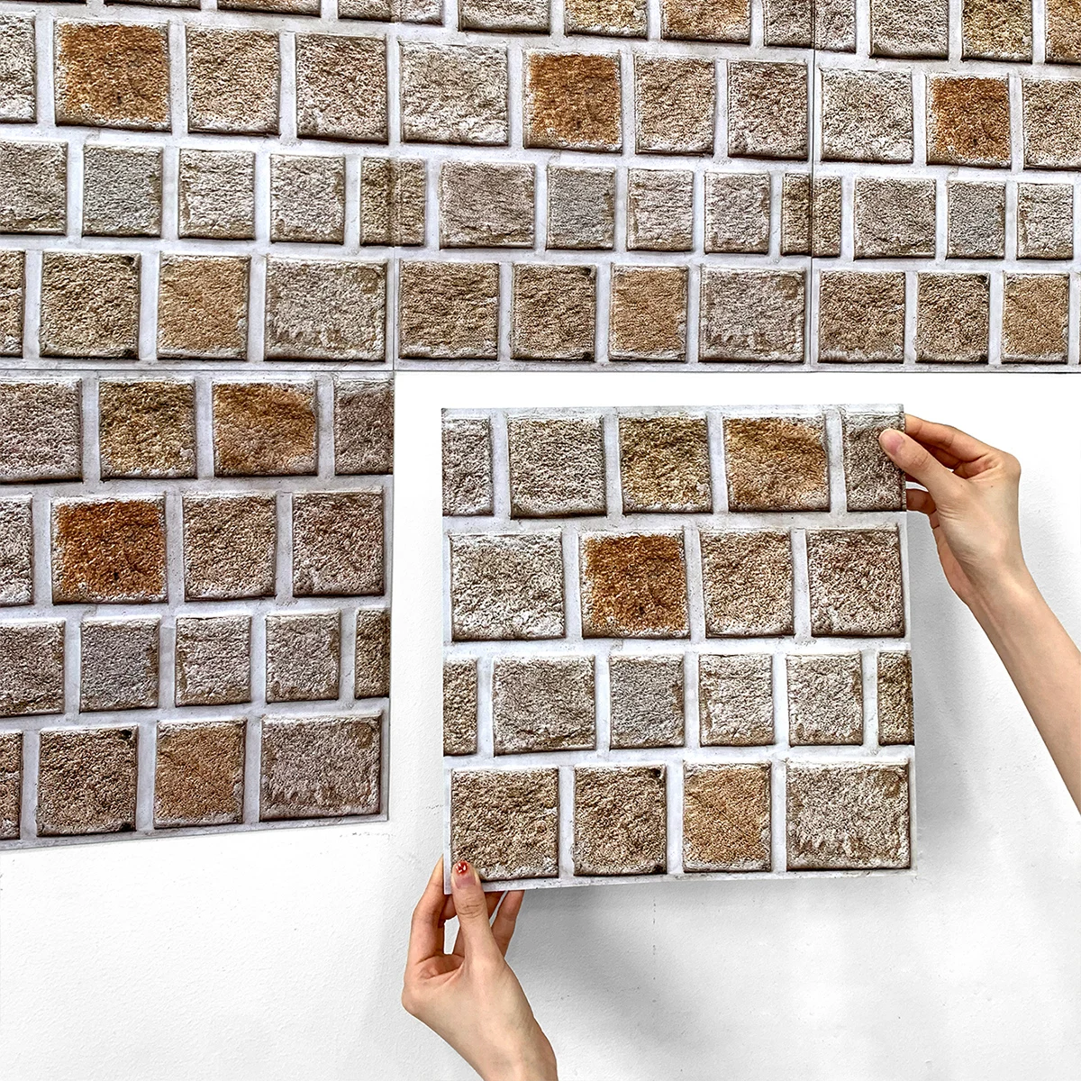 10Pcs 3D קיר מדבקה דמוית אבן מקלפים ומדביקים קיר לוח החווה דבק עצמי במטבח Backsplash אריח עמיד למים קיר בעיצוב