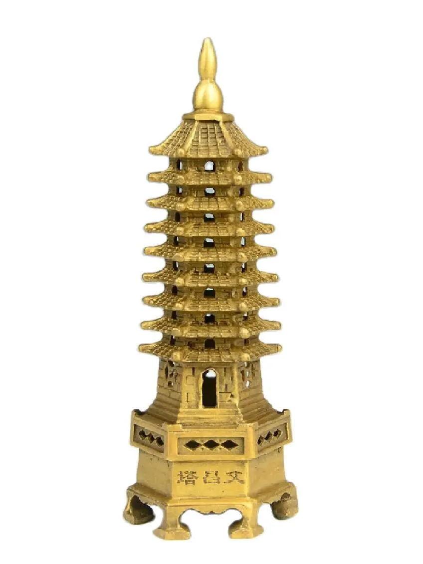 הסינים טיבט בודהיזם המקדש פליז Wenchang מגדל chedi סטופה פגודה פסל בית קישוט מתכת מלאכת יד