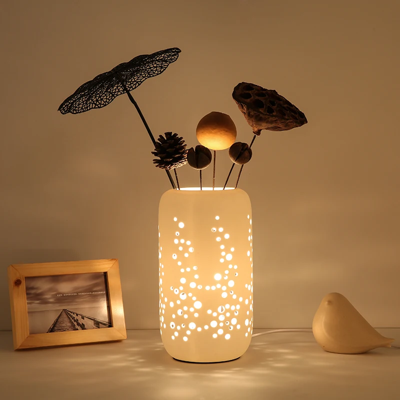 יצירתי מנורת שולחן: קרמיקה קישוט, סידור פרחים, הגנה על העין, חם, רומנטי בחדר השינה, מיטת הילדה נישואין