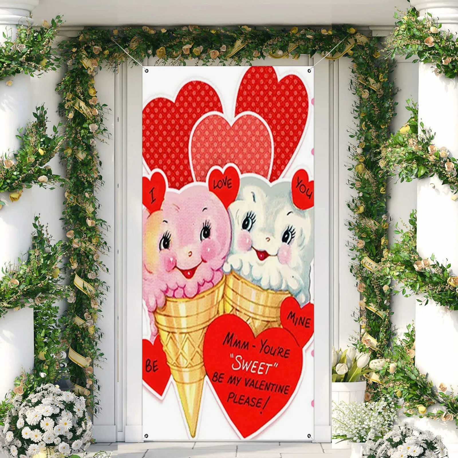 יום האהבה הדלת כיסוי קישוט יצירתי רקע יום האהבה הדלת הקדמית מסיבת רווקות קישוטי ורד