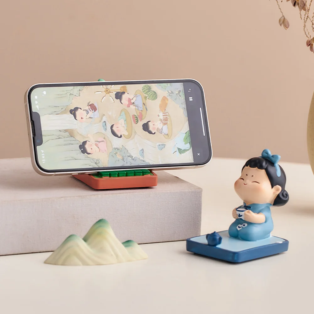 בסגנון סיני אופנה ילדה קישוט פולק מלאכותי שולחן מחשב עיצוב מקסים טלפון נייד תושבת קישוט הבית באביזרים