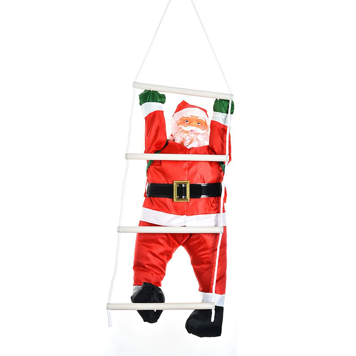 חבל טיפוס סולם סנטה קלאוס, חג המולד תליון תלוי בובת עץ קישוט חיצוני עיצוב הבית