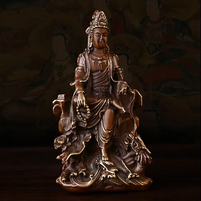נחושת טהור, Guanyin קישוטים למשרד ביתי קטן המציע פסל בודהה פסל הבודהיסטווה