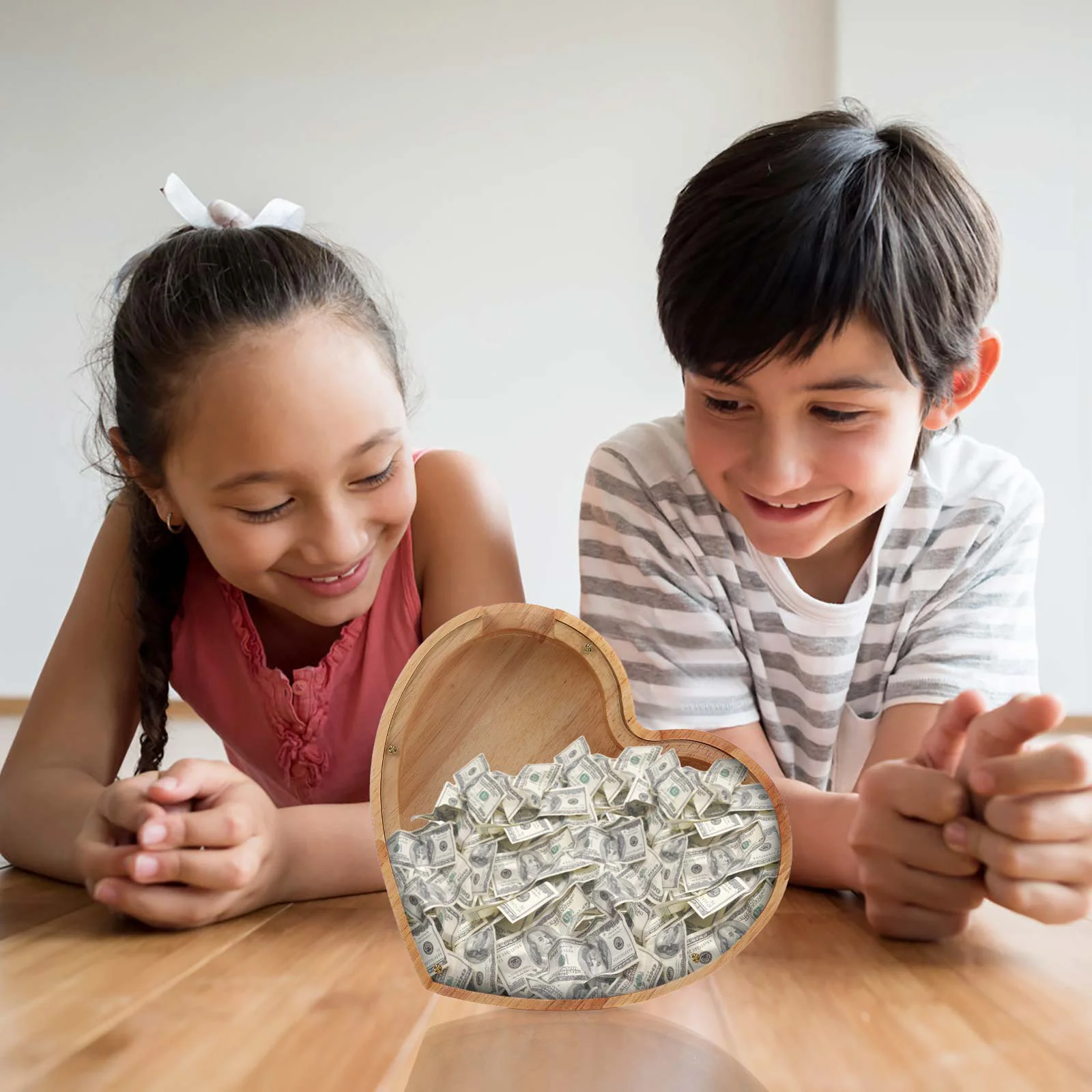 ילדים קופת חיסכון עבור בנות אוהבת קופת לב המטבע שילוב עץ בנות מעץ חיסכון הילד Alcancia ילדים