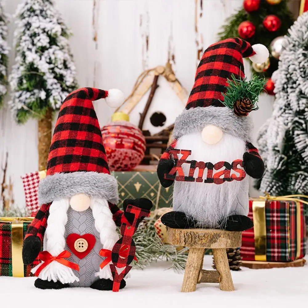 חג המולד Gnome קטיפה שמח חג המולד Gnome חגיגי חג המולד קישוט עם חצאית כובע זקן מלא חמוד ללא פנים עיצוב הבית