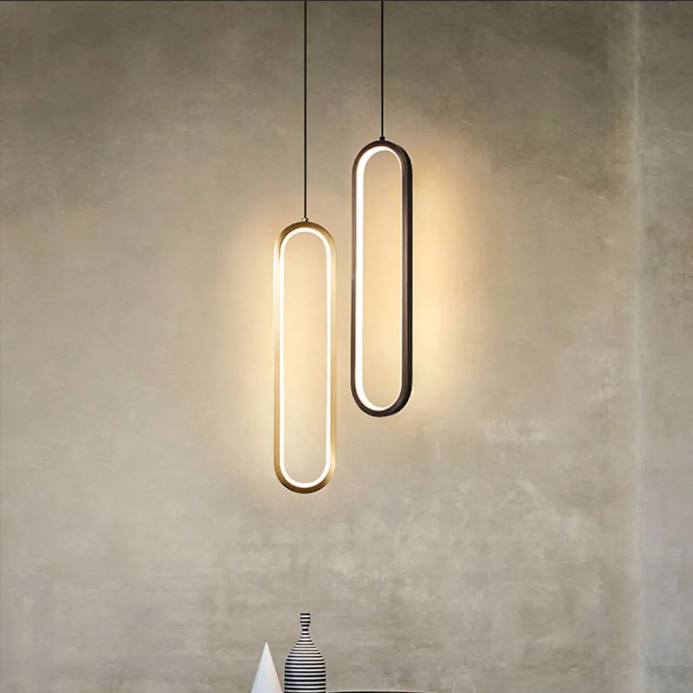 אורות נברשת גיאומטריה קו רצועת אורות תליון הסלון המודרני הוביל מנורת תקרה גופי LED תליון מנורה קיר דקו