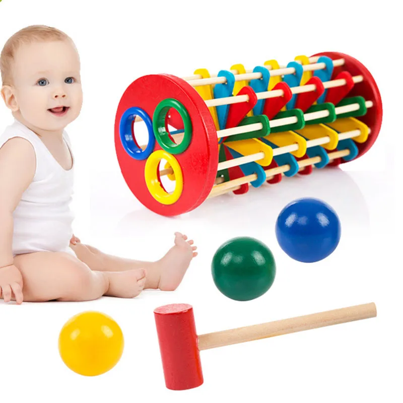 עץ לדפוק כדור תיאום עין יד של ילדים כיף צבעוני מסתובב שולחן עץ וסייעות פאזל צעצועים