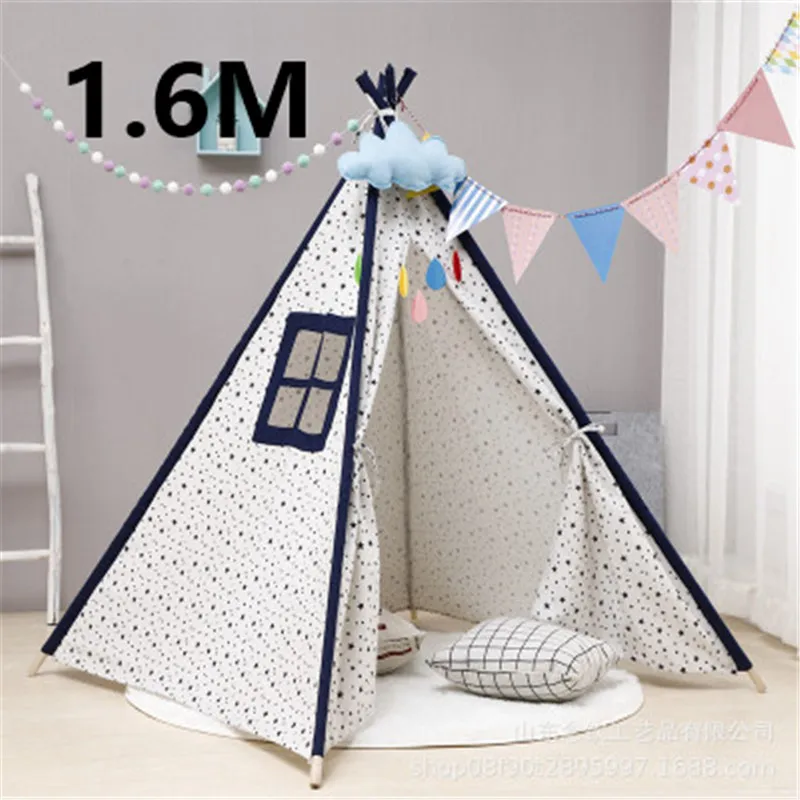 1.6 מ ' Play-אוהל משחק-הבית Tipi משולש ילדים קמפינג אוהל בד ישן הכיפה 130cm אוהל הבית באמצע חדר ילדים האוהל