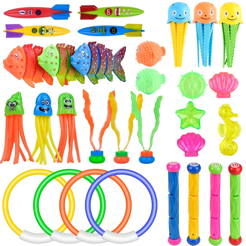 צלילה צעצועים בריכת שחייה צעצועים לשחות צעצועים כולל מקלות צלילה צלילת טורפדו שודדים צלילה טבעות הקיץ צעצועים, מתנות לילדים