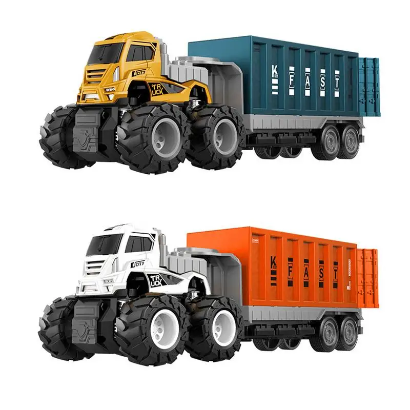 Diecast סגסוגת משאית מכונית צעצוע מודל נשלף הנדסת תחבורה מיכל משאית לרכב עם אור אחורה צעצוע לילדים