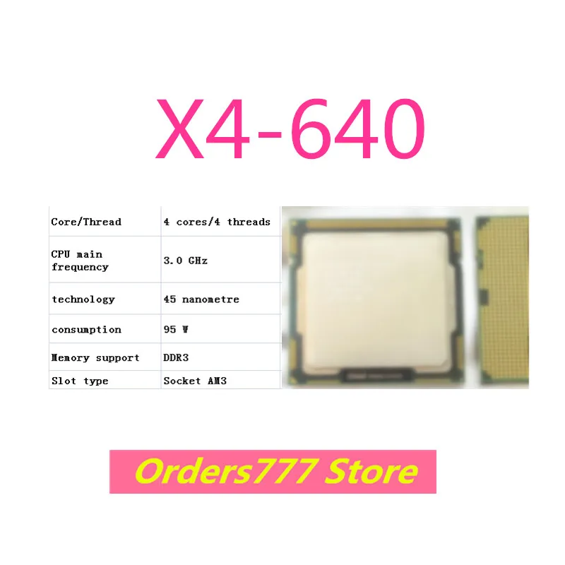 חדש מיובא המקורי X4-640 640 מעבד 4 ליבות 4 חוטים תושבת AM3 3.0 GHz 95W 45nm DDR3 R4 אבטחת איכות