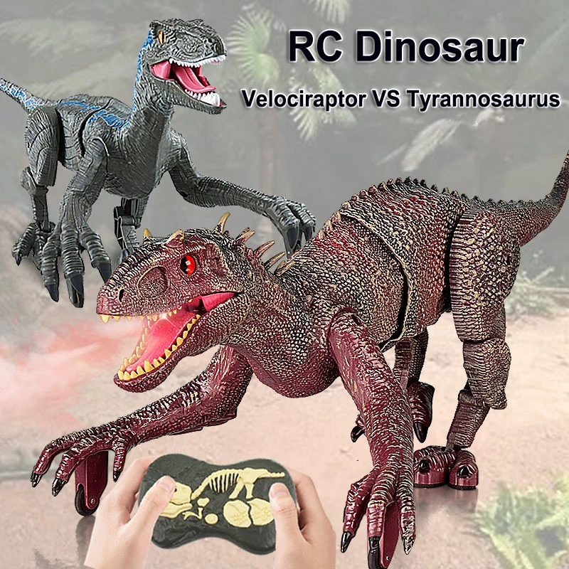 2.4 G שליטה מרחוק דינוזאור קול, אור ספריי מציאותי שליטה מרחוק טירנוזאורוס הדרקון העולם היורה ילדים מתנה