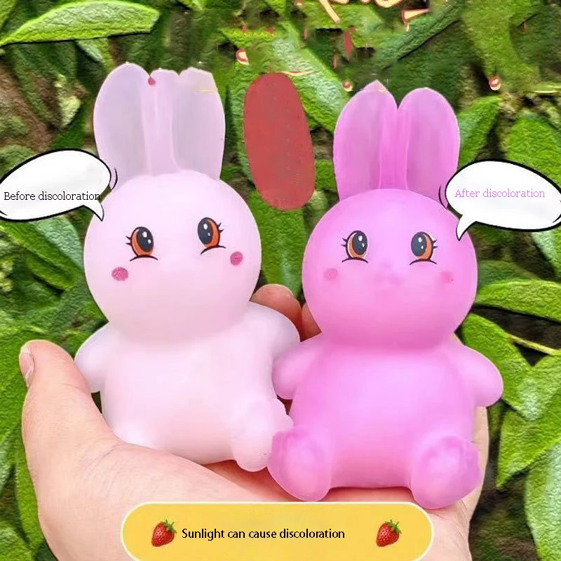 חדש תאורה משתנה צבע ארנב צובט שחרור הלחץ צעצוע מדומה חיה ריפוי מתנה לילדים היד צובט