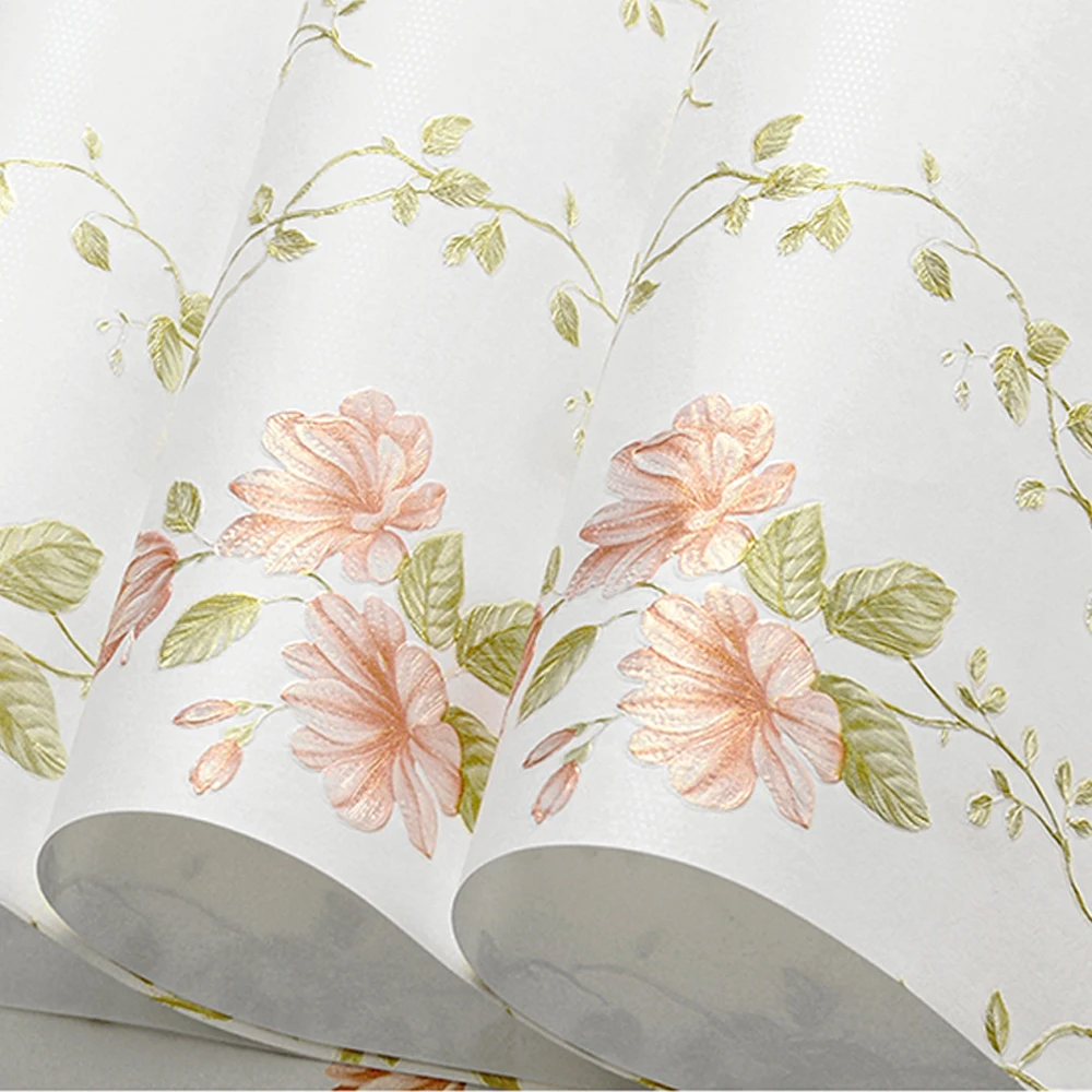 בסגנון נורדי 3d פרח טפט עבור עיצוב חדר השינה של ציור אירופאי גפן פרחים עלים רקעים רול הקיר בסלון נייר