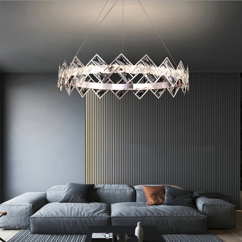 אמנות Led נברשת תליון מנורה תקרה אור הנורדית המודרנית קריסטל K9 בבית חיים קישוט חדר השינה תלוי במקום.