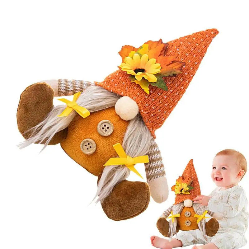 חג ההודיה גמדים עיצוב חמניות Gnome בובה ליפול קישוט גמד עם עלה מייפל קטיפה שוודית גמדים קישוטים עבור סתיו