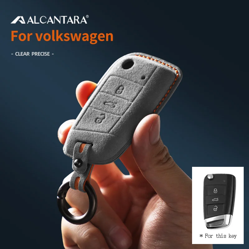 אלקנטרה מפתח המכונית כיסוי מקרה מחזיק מפתח מעטפת אבזם עבור פולקסווגן פולקסווגן Golf7 MK7 Tiguan MK2 פאסאט Sagitar מחזיק מפתחות
