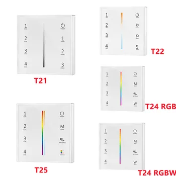 2.4 G RF Wireless בקר LED זכוכית לוח מגע T21 T22 T24 T25 4 אזור 1-5 צבע RF מרחוק (צבע /RGB/RGBW led הרצועה