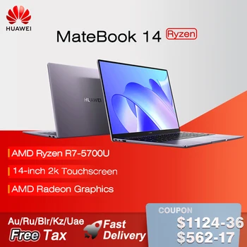 2021HUAWEI MateBook 14 מחשב נייד AMD Ryzen R5-5500U/R7-5700U 16GB 512GB מחברת 14 אינץ 2K מסך מגע Radeon Graphics SSDComputer