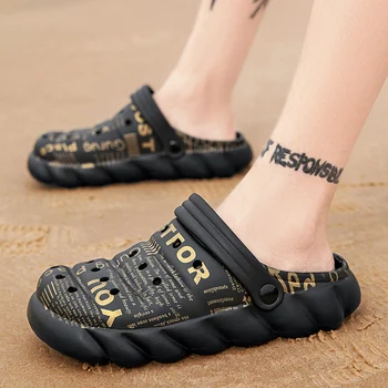 2023 גברים סנדלי נשים מזדמנים נעלי קיץ גומי מים חור נעלי רשת לנשימה נעלי בית חיצונית חוף שטוח ונעלי בית