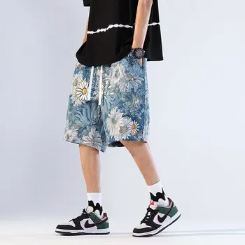2023 הקיץ של גברים רטרו פרחוני מלא הדפסה רקמה מזדמנים מכנסיים קצרים אופנת רחוב אופנה חופשי חוף הוואי קצרים M-3XL