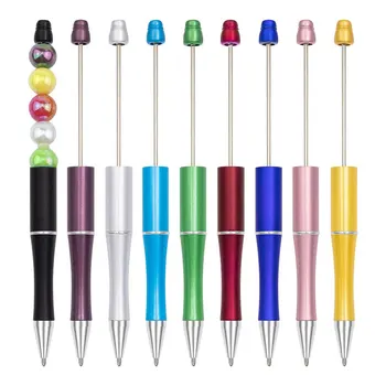 25Pcs DIY פלסטיק Beadable עט חרוז עט כדורי מתנה לילדים מותאם אישית כדור עטים חתימת עט
