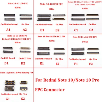 2pcs 30 40 50 60 Pin מסך LCD Usb טעינת הסוללה FPC למחבר על הלוח עבור Xiaomi Redmi 10/10/10/10 הערה Pro 4G/Note10 5G