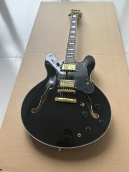 335 גיטרה חשמלית צבע שחור חצי הולו גוף רוזווד סקייט אצבעות הזהב חומרה באיכות גבוהה Guitarra משלוח חינם
