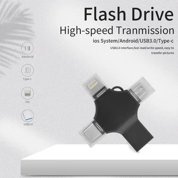 4-IN-1 OTG USB Flash Drive אנדרואיד מסוג C-USB כונן העט במהירות גבוהה Rotatable USB3.0 U דיסק עבור טלפון, מחשב לוח