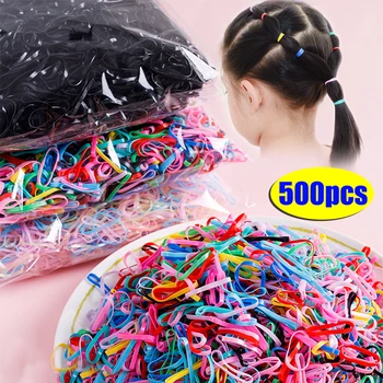 500Pcs/תיבת צבעוני עבה חד פעמיות להקות שיער גומייה נערות גומי אלסטי להקת קוקו מחזיק אביזרים לשיער השיער קשרים