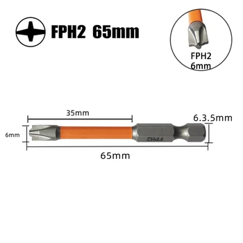 6pcs FPH2 65mm 110mm מגנטי מיוחד מחוררת לחצות מברג קצת להגדיר עבור חשמלאי מפסק חשמל כלים