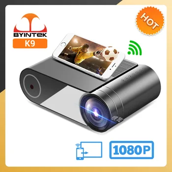 BYINTEK K9 נייד מקרן LCD WIFI אלחוטי טלוויזיה מיני קולנוע ביתי HD LED 1080P מקרן עבור Iphone הטלפון החכם 3D 4K קולנוע