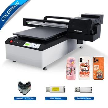Colorsun A1 UV מדפסת Epson XP600 מדפסת שטוחה UV על מקרה טלפון זכוכית מתכת אוטומטי UV מכונת הדפסה מדפסת UV-A1